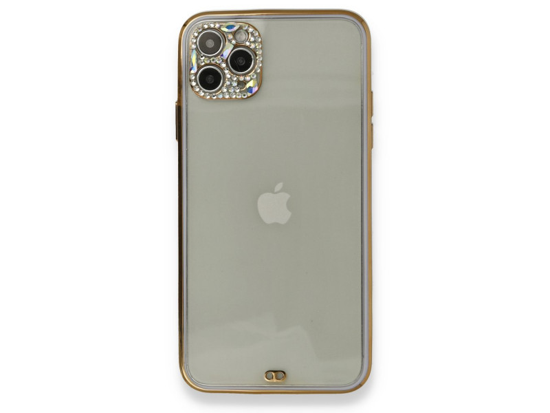 Newface iPhone 11 Pro Kılıf Liva Taşlı Silikon - Mor