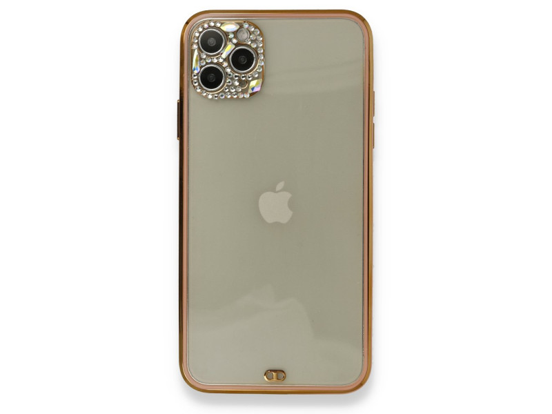 Newface iPhone 11 Pro Kılıf Liva Taşlı Silikon - Pembe