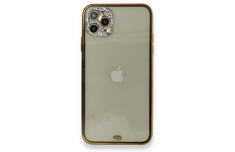 Newface iPhone 11 Pro Max Kılıf Liva Taşlı Silikon - Siyah