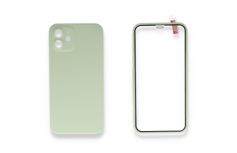 Newface iPhone 12 Kılıf 360 Full Body Silikon Kapak - Açık Yeşil