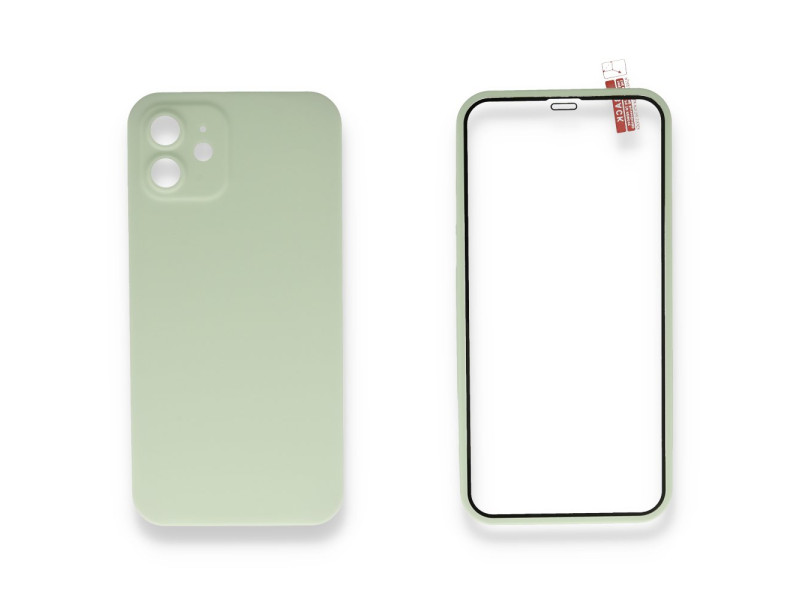 Newface iPhone 12 Kılıf 360 Full Body Silikon Kapak - Açık Yeşil