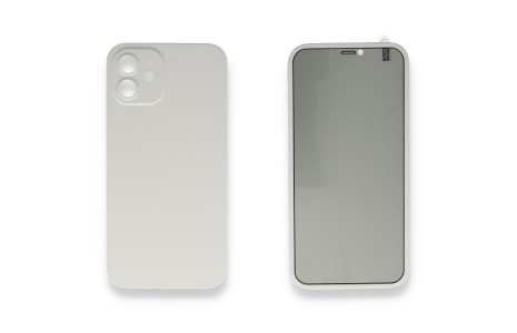 Newface iPhone 12 Kılıf 360 Full Body Silikon Kapak - Beyaz