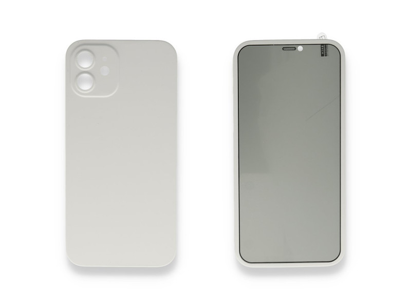 Newface iPhone 12 Kılıf 360 Full Body Silikon Kapak - Beyaz