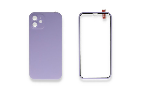 Newface iPhone 12 Kılıf 360 Full Body Silikon Kapak - Lila