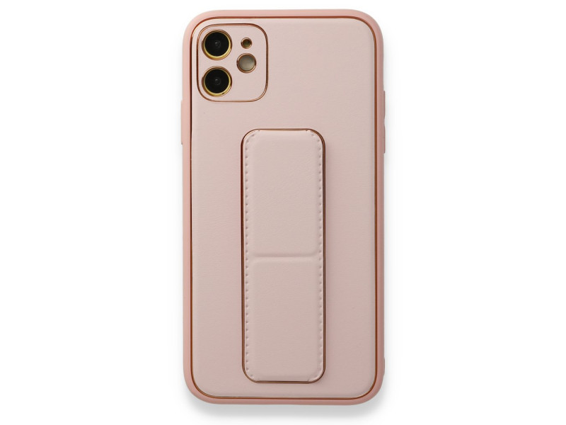 Newface iPhone 12 Kılıf Coco Deri Standlı Kapak - Pembe