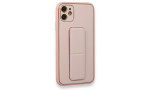 Newface iPhone 12 Kılıf Coco Deri Standlı Kapak - Pembe