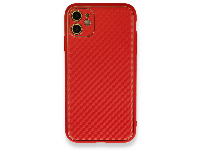 Newface iPhone 12 Kılıf Coco Karbon Silikon - Kırmızı