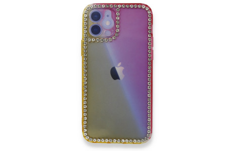 Newface iPhone 12 Kılıf İmaj Silikon - Sarı-Pembe