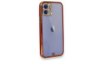 Newface iPhone 12 Kılıf Liva Taşlı Silikon - Kırmızı