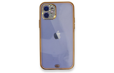 Newface iPhone 12 Kılıf Liva Taşlı Silikon - Pembe