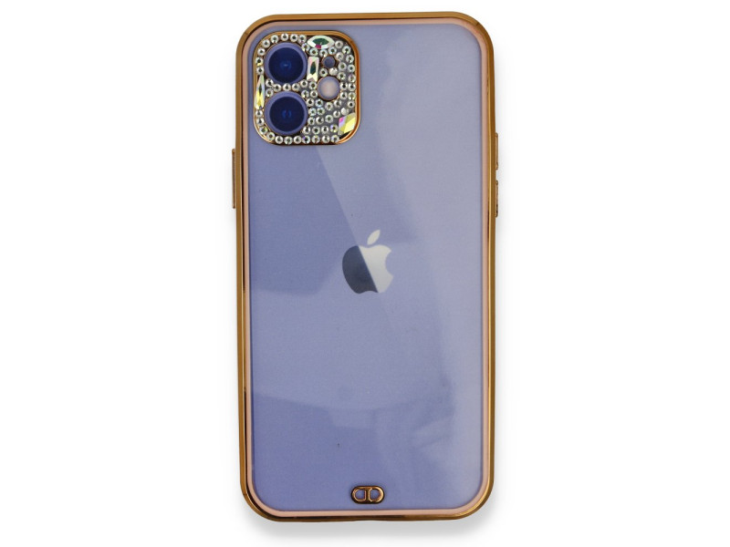 Newface iPhone 12 Kılıf Liva Taşlı Silikon - Pembe