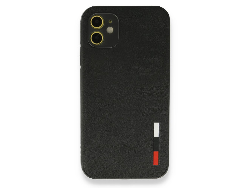 Newface iPhone 12 Kılıf Loop Deri Silikon - Siyah