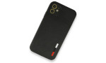 Newface iPhone 12 Kılıf Loop Deri Silikon - Siyah