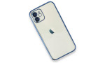 Newface iPhone 12 Kılıf Razer Lensli Silikon - Mavi