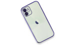 Newface iPhone 12 Kılıf Razer Lensli Silikon - Mor