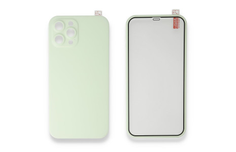 Newface iPhone 12 Pro Kılıf 360 Full Body Silikon Kapak - Açık Yeşil