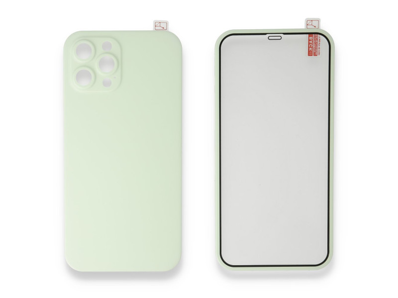 Newface iPhone 12 Pro Kılıf 360 Full Body Silikon Kapak - Açık Yeşil