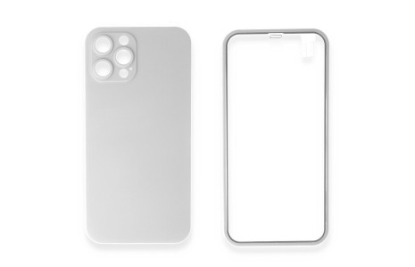 Newface iPhone 12 Pro Kılıf 360 Full Body Silikon Kapak - Beyaz