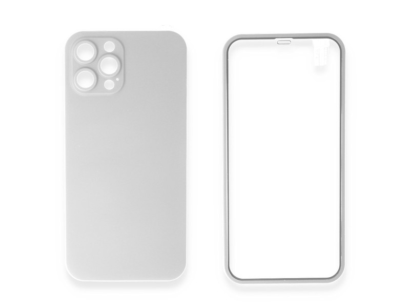 Newface iPhone 12 Pro Kılıf 360 Full Body Silikon Kapak - Beyaz