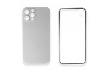 Newface iPhone 12 Pro Kılıf 360 Full Body Silikon Kapak - Gümüş