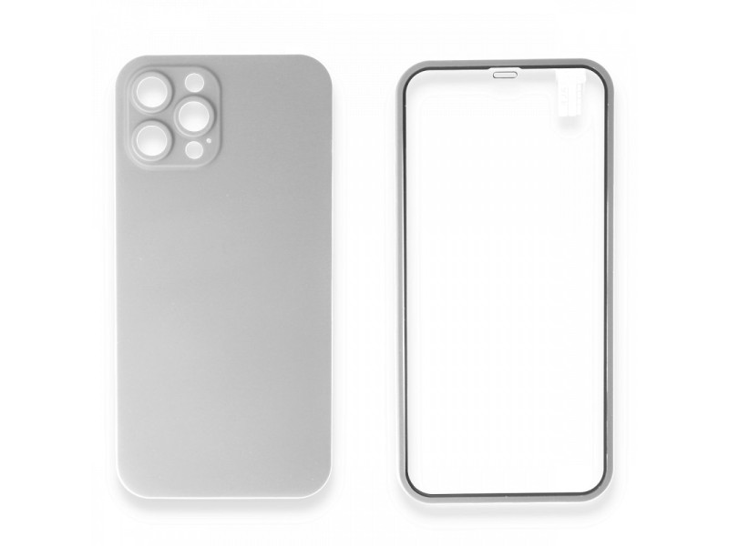 Newface iPhone 12 Pro Kılıf 360 Full Body Silikon Kapak - Gümüş