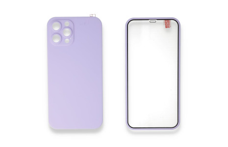 Newface iPhone 12 Pro Kılıf 360 Full Body Silikon Kapak - Lila