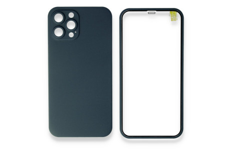 Newface iPhone 12 Pro Kılıf 360 Full Body Silikon Kapak - Mavi