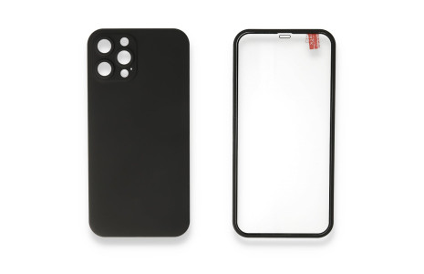 Newface iPhone 12 Pro Kılıf 360 Full Body Silikon Kapak - Siyah