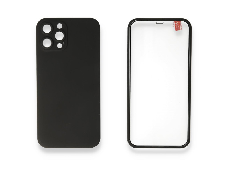 Newface iPhone 12 Pro Kılıf 360 Full Body Silikon Kapak - Siyah