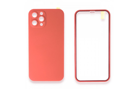 Newface iPhone 12 Pro Kılıf 360 Full Body Silikon Kapak - Turuncu