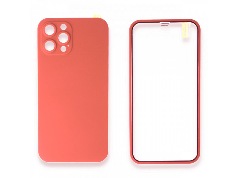 Newface iPhone 12 Pro Kılıf 360 Full Body Silikon Kapak - Turuncu