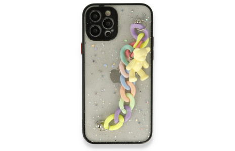 Newface iPhone 12 Pro Kılıf Ayıcıklı Silikon - Siyah