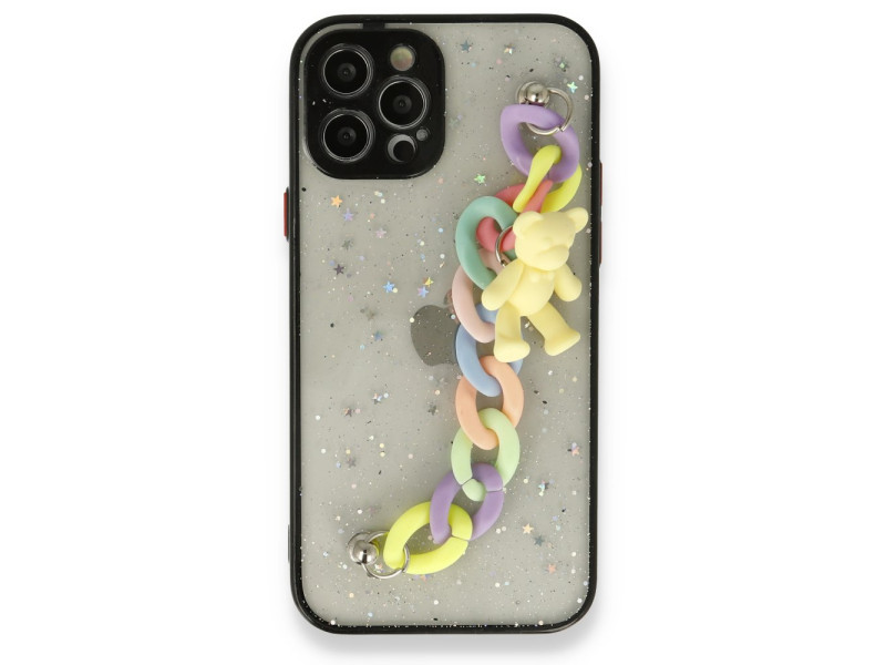 Newface iPhone 12 Pro Kılıf Ayıcıklı Silikon - Siyah