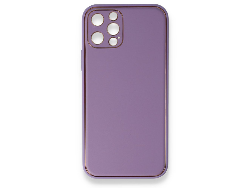 Newface iPhone 12 Pro Kılıf Coco Deri Silikon Kapak - Lila
