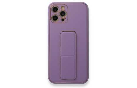 Newface iPhone 12 Pro Kılıf Coco Deri Standlı Kapak - Lila