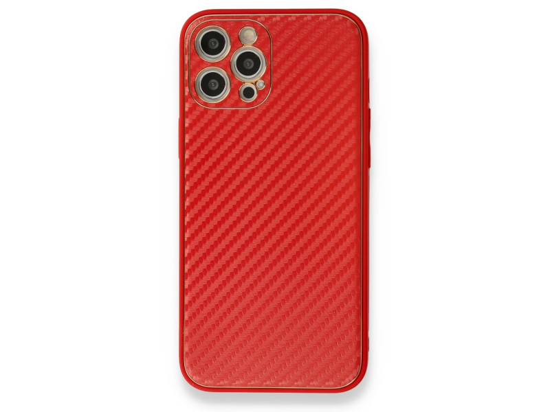 Newface iPhone 12 Pro Kılıf Coco Karbon Silikon - Kırmızı