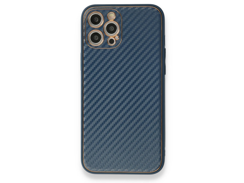 Newface iPhone 12 Pro Kılıf Coco Karbon Silikon - Mavi