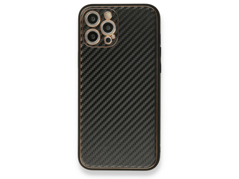 Newface iPhone 12 Pro Kılıf Coco Karbon Silikon - Siyah