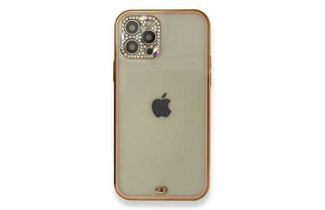 Newface iPhone 12 Pro Kılıf Liva Taşlı Silikon - Pembe