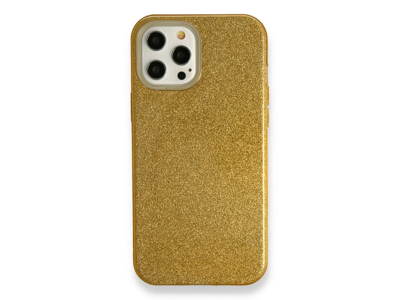 Newface iPhone 12 Pro Kılıf Simli Katmanlı Silikon - Gold