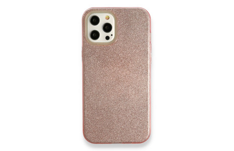 Newface iPhone 12 Pro Kılıf Simli Katmanlı Silikon - Rose