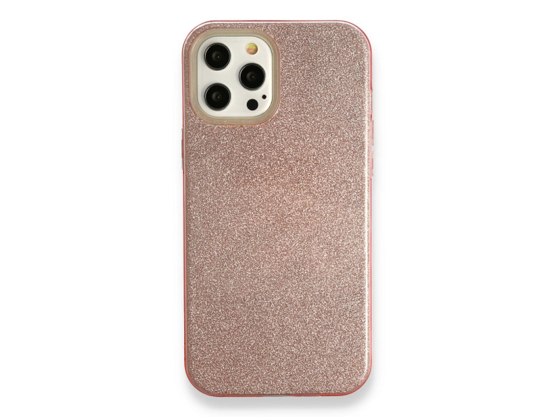 Newface iPhone 12 Pro Kılıf Simli Katmanlı Silikon - Rose