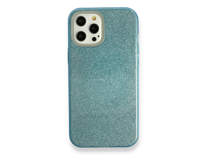 Newface iPhone 12 Pro Kılıf Simli Katmanlı Silikon - Turkuaz