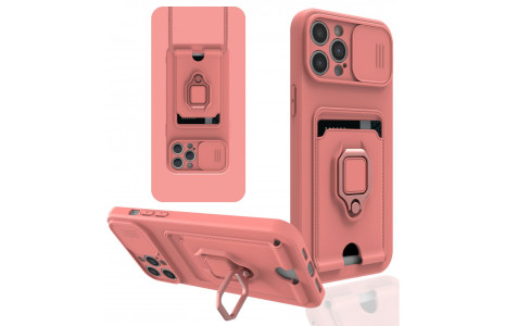 Newface iPhone 12 Pro Kılıf Zuma Kartvizitli Yüzüklü Silikon - Pembe