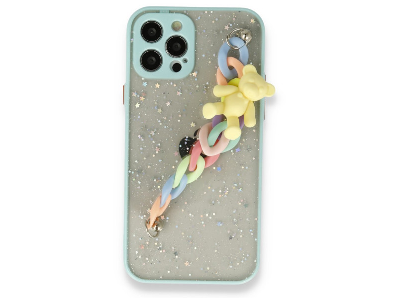 Newface iPhone 12 Pro Max Kılıf Ayıcıklı Silikon - Yeşil