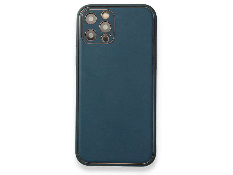Newface iPhone 12 Pro Max Kılıf Coco Deri Silikon Kapak - Mavi