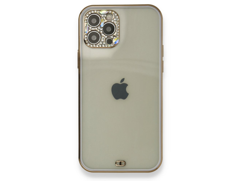 Newface iPhone 12 Pro Max Kılıf Liva Taşlı Silikon - Mor