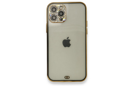 Newface iPhone 12 Pro Max Kılıf Liva Taşlı Silikon - Siyah