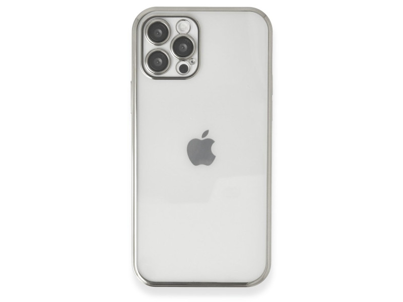 Newface iPhone 12 Pro Max Kılıf Razer Lensli Silikon - Gümüş