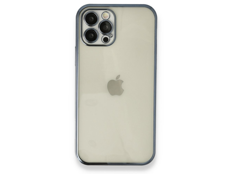 Newface iPhone 12 Pro Max Kılıf Razer Lensli Silikon - Mavi